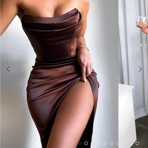 BABYBOO Everly Maxi Brown Dress -SMALL